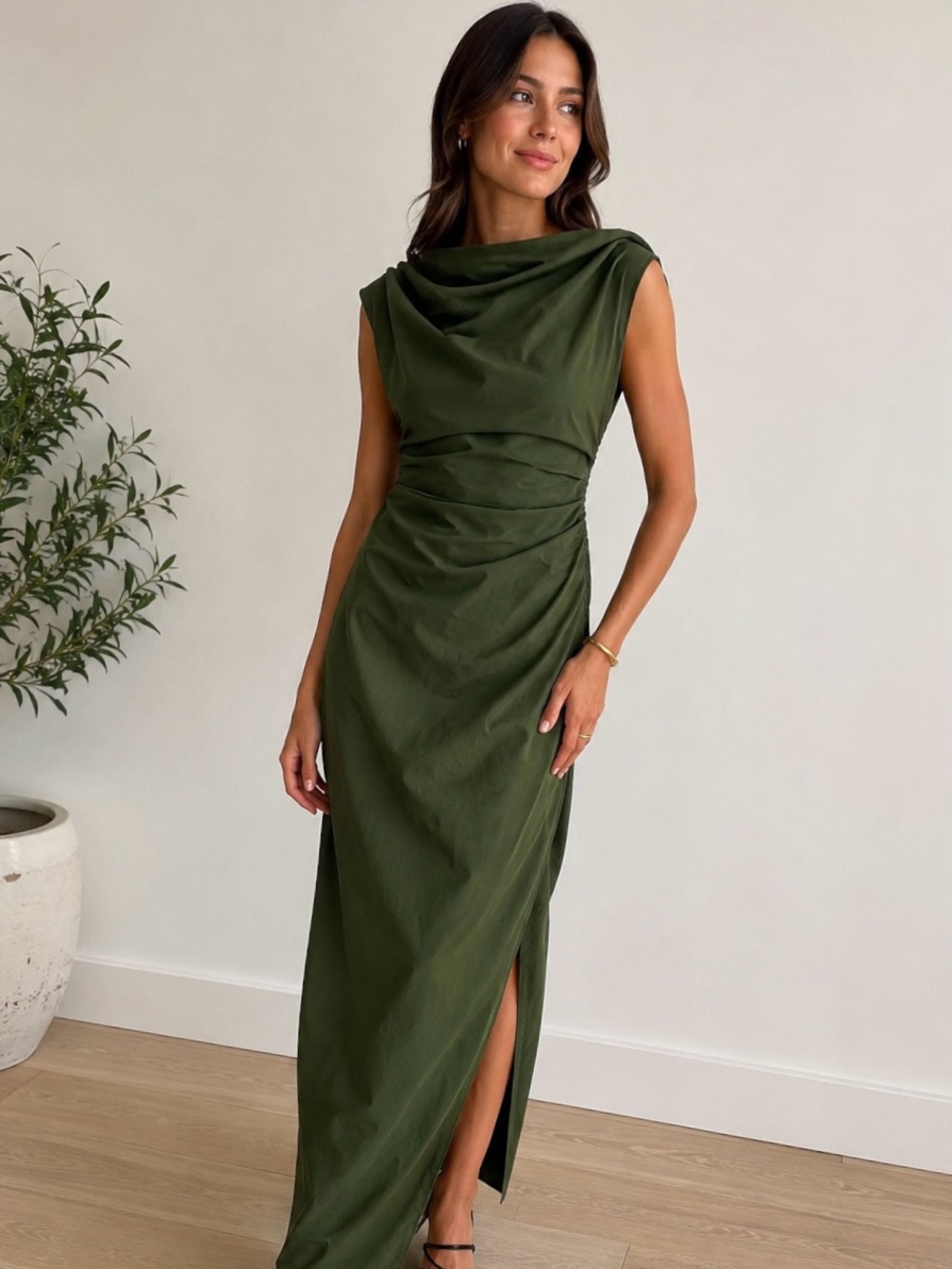 Abercrombie & Fitch Olive Green Maxi Dress